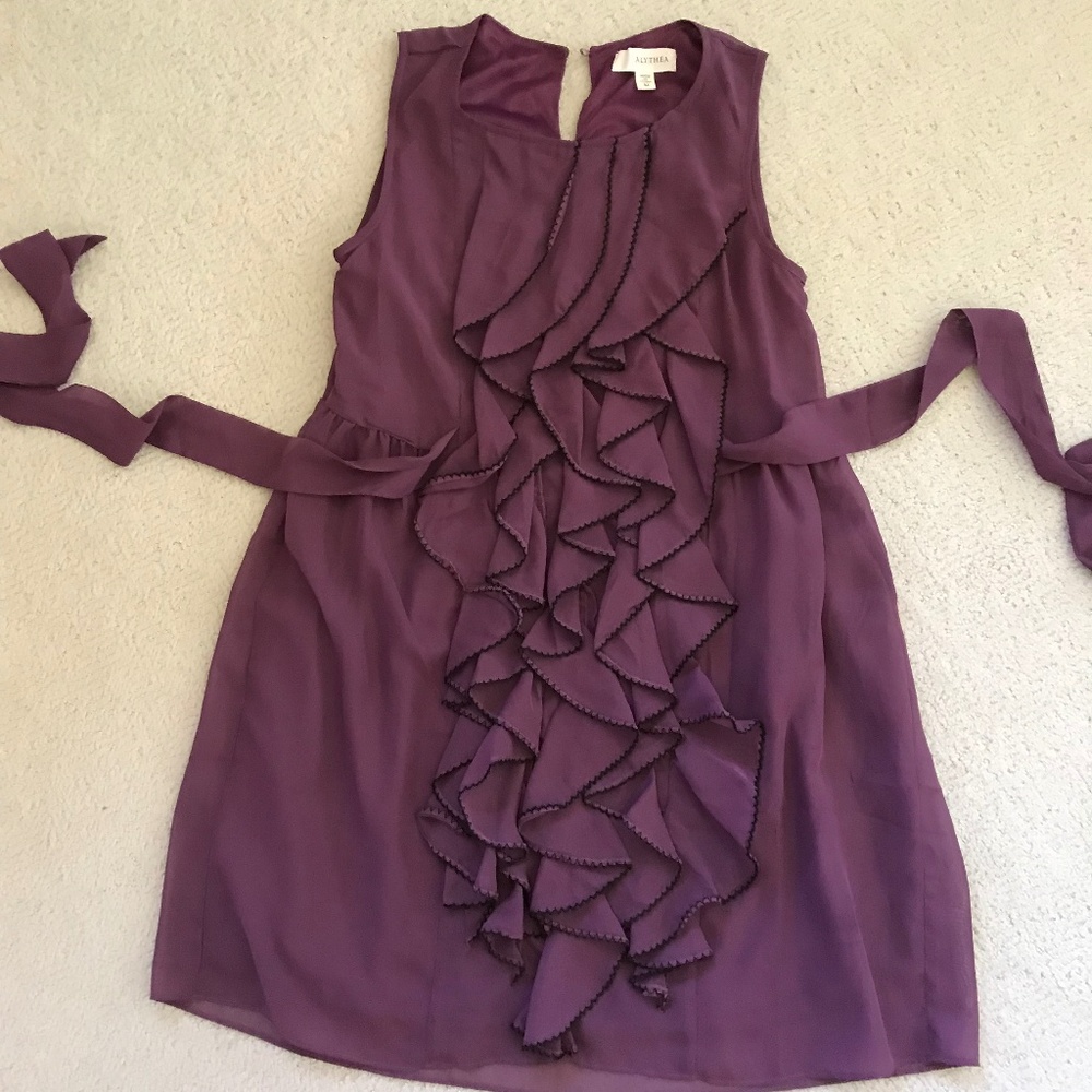 Alythea purple tunic/dress with vertical ruffles